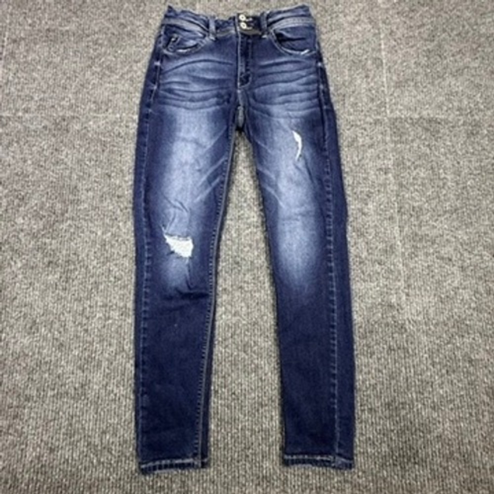 KanCan Los Angeles Womens Skinny Jeans Dark Wash Distressed KSF1005D Size 28